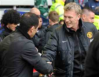 David Moyes at his last game for United, against former club Everton.
