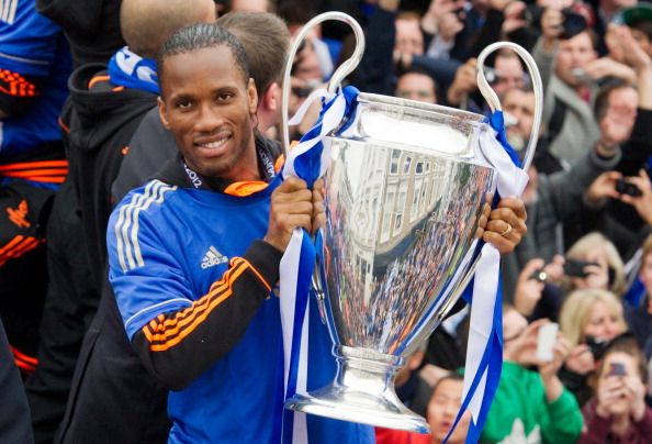 Didier Drogba last kick for Chelsea won the Champions League trophy.